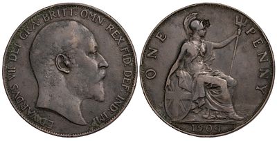 Great Britain 1 Penny 1904. KM-794; Mintage 12,913,121; VF
