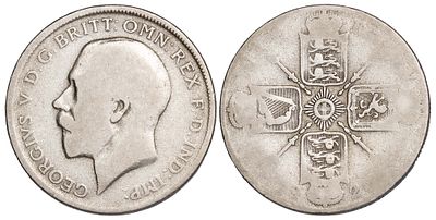 Great Britain 1 Florin 1920. KM-817; Silver (.500), 10.81 g.; F