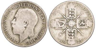 Great Britain 1 Florin 1921. KM-817; Silver (.500), 10.89 g.; F