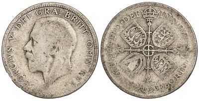 Great Britain 1 Florin 1929. KM-817; Silver (.500), 10.73 g.; F