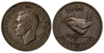 Great Britain 1 Farthing 1948. KM-843; Mintage 14,784,000; AU