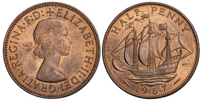 Great Britain 1/2 Penny 1967. KM-896; Mintage 146,491,000; UNC