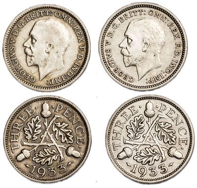 Great Britain Coins. 2 pcs. Silver, Total Weight 2.74 g.; VF/AU
