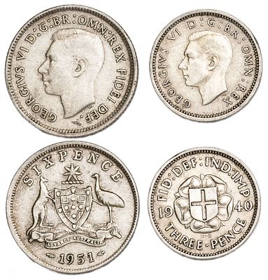 Great Britain Coins. 2 pcs. Silver, Total Weight 4.22 g.; VF/AU