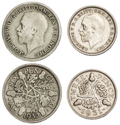 Great Britain Coins. 2 pcs. Silver, Total Weight 4.00 g.; VF/AU