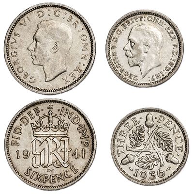 Great Britain Coins. 2 pcs. Silver, Total Weight 4.13 g.; VF/AU