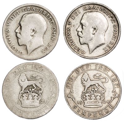 Great Britain Coins. 2 pcs. Silver, Total Weight 5.31 g.; VF/AU