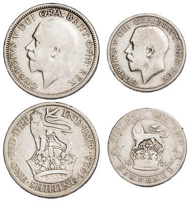 Great Britain Coins. 2 pcs. Silver, Total Weight 8.09 g.; VF/AU