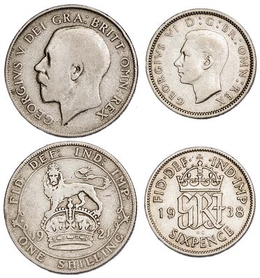 Great Britain Coins. 2 pcs. Silver, Total Weight 8.28 g.; VF/AU