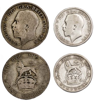 Great Britain Coins. 2 pcs. Silver, Total Weight 7.94 g.; VF/AU