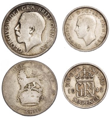 Great Britain Coins. 2 pcs. Silver, Total Weight 8.06 g.; VF/AU