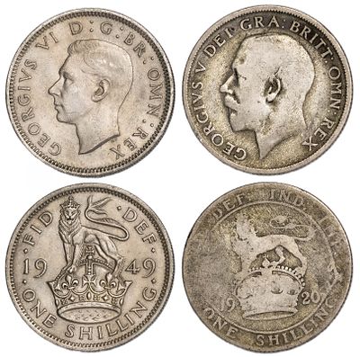 Great Britain Coins. 2 pcs. Silver, Total Weight 10.97 g.; VF/AU