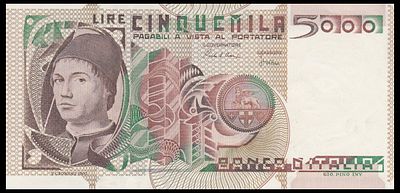 Italy 5000 Lire 1983. P-105c; S/N QA 096805 Q; Signatures: Carlo Azeglio Ciampi = Vittorio 