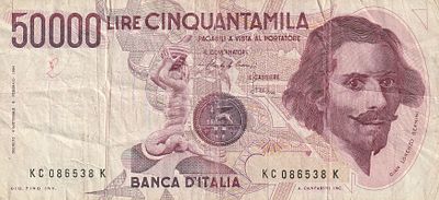 Italy 50.000 Lire 1984. P-113a.3; S/N Signatures: Carlo Azeglio Ciampi & Vittorio Stevani VF