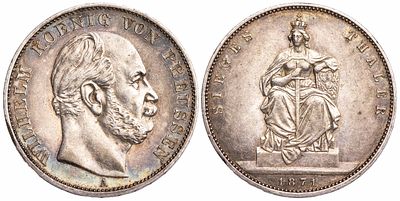 Germany Prussia 1 Thaler 1871. KM-499; Silver (.900), 18.48 g; Mintage: 2.000.000; Victory 