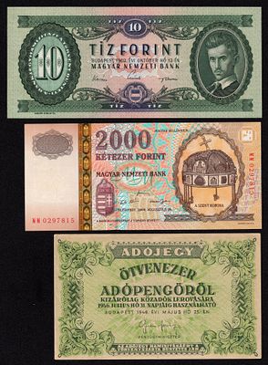 Hungary Banknotes 1962-2000. 3 pcs. AU-UNC