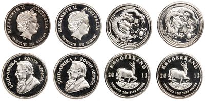 אוסטרליה, דרום אפריקה 2012. 4 pcs. מטבעות העתק. העתקים מודרניים; המתכת לא אומתה.