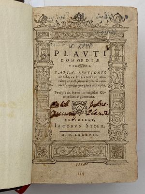 [1587] Комедии — Плавт
[M. Accii Plauti Comoediae Viginti • Ex Officina Iacobi Stoer • 1587] 