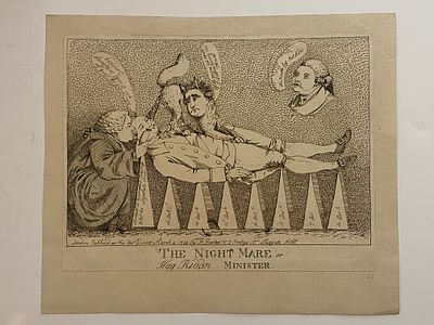 Ночной кошмар министра (политическая карикатура XVIII века)
Автор: неизвестный британский 