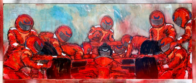 ליאור רון - ׳׳בתוך הקופסא׳׳ 2022. עבודות פופ ארט על עצים מדליקות וססגוניות עם דגש על מקצועות 