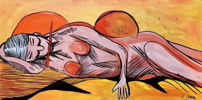 זיואינק - ׳׳שקיעת מדבר׳׳ 2020. עבודה גדולה פופית מקורית של אמן הגרפיטי והמקעקע זיואינק במחירי 