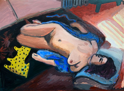 וסיה הורסט - שוכבת ליד החלון, 2020. שימו לב לאמן וסיה שהציג בתל אביב תערוכה משותפת ב2017 עם האמנית 