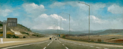 רוני יפה - ׳׳כביש 1 בסתיו׳׳ 2022. שמן על בד 
20/50 ס׳׳מ 
חתום 
רוני יפה (1985), חיה ויוצרת 