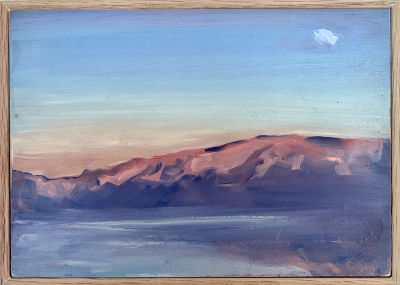 אביה חלבי - ׳׳שקיעה בים המלח 1׳׳ 2022. שמן על בד ממוסגר 
20/14 ס׳׳מ 
חתום 
