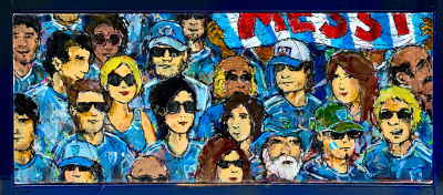 ליאור רון - ׳׳מחצית׳׳ 2022 (ארגנטינאים נינוחים ומחכים להמשך המשחק). פופ ארט של ליאור רון בנושא 