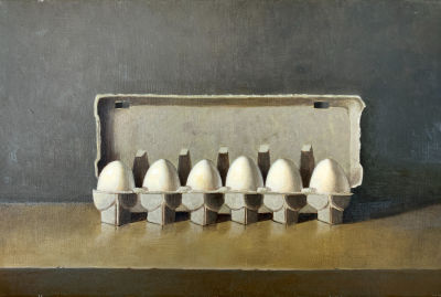 רוני יפה - ׳׳תבנית ביצים׳׳ 2023. שמן על בד 
45/30 ס׳׳מ 
חתום 
רוני יפה (1985), חיה ויוצרת ברמת גן, 