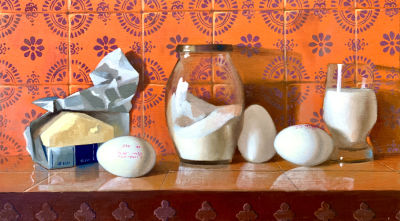 רוני יפה - ׳׳קומפוזיציה בכתום ולבן׳׳ 2023 . שמן על בד 
45/25 ס׳׳מ 
חתום 
רוני יפה (1985), חיה 