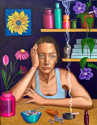 קטיה גאלי - דיוקן עצמי, 2022. שמן על בד 
90/70 ס׳׳מ 
חתום 
לראשונה בקוקו, שמחים להכיר לכם את סיפורה 