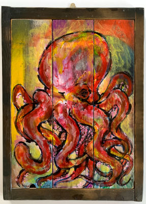 ליאור רון - ׳׳תמנון׳׳ 2023. אקריליק על עץ ממוסגר 
46/34 ס׳׳מ 
חתום 
ליאור רון (1971), אמן 