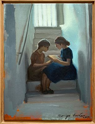 מוריה קפלן - ׳׳קריאת שבת׳׳ 2025. העבודה מתארת רגע שקט של התכנסות סביב ספר - פעולה בסיסית, חינוכית 