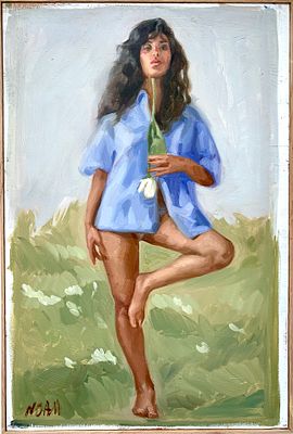 נועם קוביסי - ׳׳אמנות ההשהיה׳׳ 2025. שמן על עץ ממוסגר 
60/40 ס׳׳מ 
חתום 
בפעם הרביעית בקוקו, הכירו 