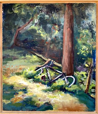 אביה חלבי - ׳׳נוכחות מקרית׳׳ 2020. שמן על עץ ממוסגר 
35/30 ס׳׳מ 
חתום 
אביה חלבי (1996) 