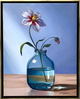 דניאל צוברי - ׳׳אגרטל כחול׳׳ 2025. שמן על בד ממוסגר 
41/33 ס׳׳מ 
חתום 
תמיד משמח להציג בפניכם 