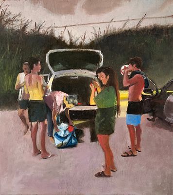 נורית ארבל - מתוך הסדרה ׳׳הנוער׳׳ - ציור שלישי 2025. שמן על עץ 
41/37 ס׳׳מ 
חתום 
נורית ארבל (1981) 