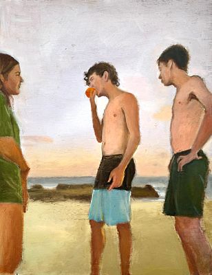 נורית ארבל - מתוך הסדרה ׳׳הנוער׳׳ - ציור שני 2025. שמן על עץ 
37/29 ס׳׳מ 
חתום 
נורית ארבל (1981) 