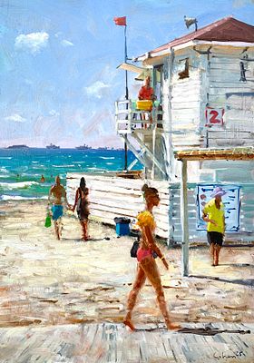 בוריס כהן - ׳׳בוקר בחוף ארגמן (עכו)׳׳ 2025. שמן על עץ 
30/21 ס׳׳מ 
חתום 
לראשונה בקוקו, הכירו את 