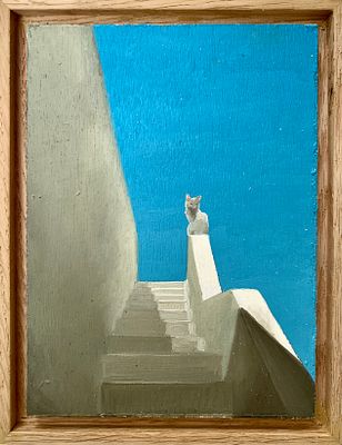 רוני יפה - ׳׳אל יווני׳׳ 2025. סדרת ציורי החתולים מציגה מבט אינטימי, פיוטי ושקט על נוכחות החתול 