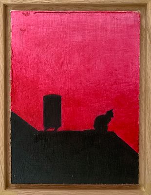 רוני יפה - ׳׳בין ערביים׳׳ 2025. סדרת ציורי החתולים מציגה מבט אינטימי, פיוטי ושקט על נוכחות החתול 