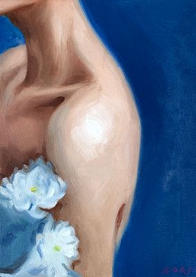 פרנקו הואמן - ללא כותרת, 2025. הציור מדגיש במיוחד את הרגישות והשליטה של האמן הצעיר בטיפול בגוף 