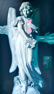 פרנקו הואמן - ׳׳תפילה׳׳ 2025. ״תפילה״ מציגה דמות מלאכית שנראית כמו פסל קלאסי שקם לחיים בתוך מרחב 