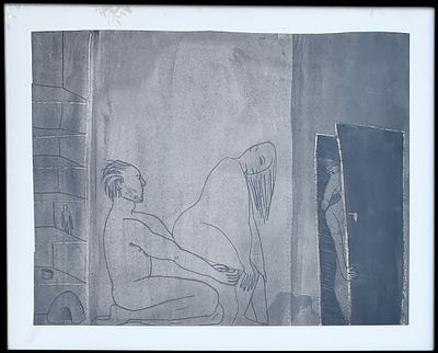 מרב קמל וחליל בלבין - ללא כותרת, 2018. צבעי מים ודיו על נייר ממוסגר 
25/32 ס׳׳מ 
חתום 
מרב קמל 