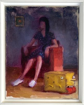 ליגאן קו - ׳׳בובי וחברה׳׳ 2021. שמן על בד ממוסגר 
25/20 ס׳׳מ 
חתום מאחור 
ליגאן נולד בסיאול, 