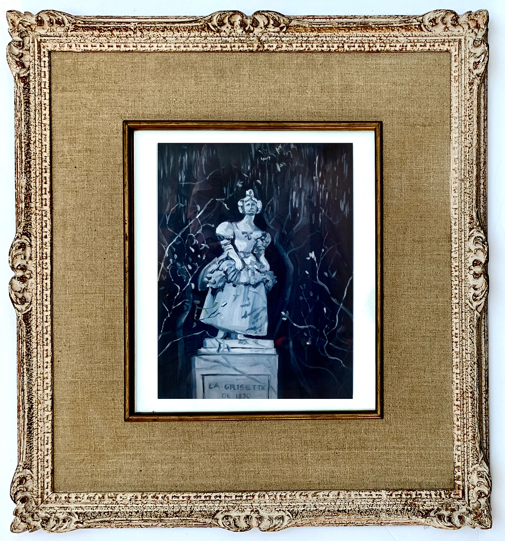 Diana Kogan - ''La Grista'' (Paris Square) 2017. Oil on paper framed 
33/25 cm (Antique frame 63/58 