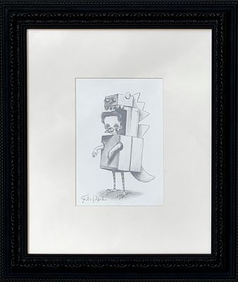 ג׳ולי פיליפנקו - ׳׳טי-רקס׳׳ 2013. ברישום קטן זה יוצרת ג׳ולי פיליפנקו דימוי טעון של דמות ילדית 