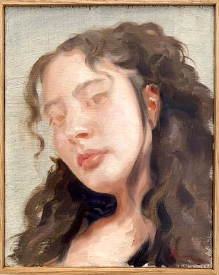 פרנקו הואמן - פורטרט של רקדנית, 2025. בפורטרט קטן זה מציב האמן הספרדי פרנקו הואמן רקדנית פלמנקו 