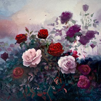 מוריה קפלן - ׳׳תה ורדים׳׳ 2025. בעבודה אינטימית זו פונה האמנית אל טבע דומם כמחווה של התכנסות 